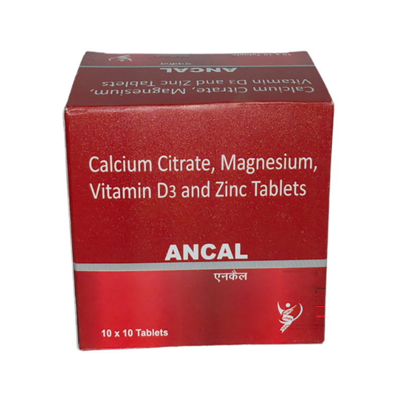 Ancal Tablet — Calcium Citrate 1000mg + Magnesium hydroxide100mg + Zinc 4mg + Vitamin D3 200 I.U.