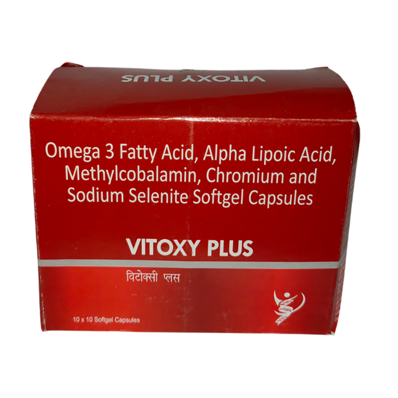 Vitoxy Plus Capsule — Omega3 Fatty Acid 500mg+ Alpha Lipoic Acid I.P 50mg + Methylcobalamin 1500mcg + Chromium Picolinate 200mcg + Sodium selenite 75 mcg