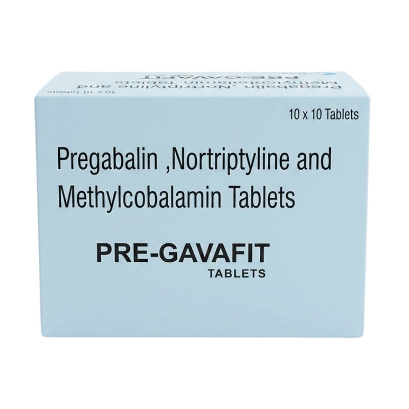 Pre -Gavafit — Pregabalin IP 75 mg + Nortriptyline Hydrochloride IP , Eq. to Nortriptyline 10 mg + Methylcobalamin IP 1500 mcg + Excipients q.s.